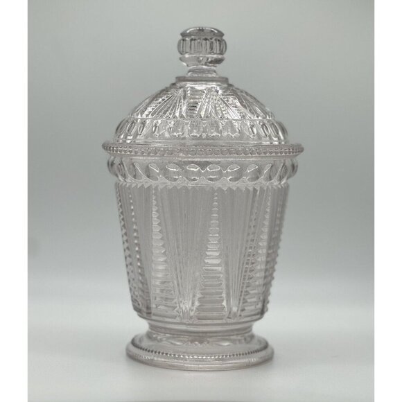 Antique EAPG 1897 McKee Adonis/Washboard/Pleat & Tuck Covered Sugar Bowl - Picture 1 of 16